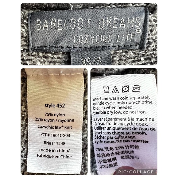 Light Gray Womens Barefoot Dreams CozyChic Lite Sweater/Cardigan  XS-S - Picture 11 of 11